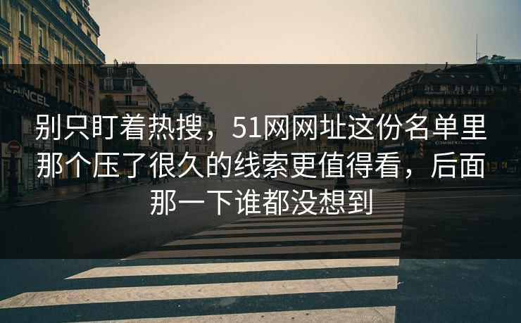 别只盯着热搜，51网网址这份名单里那个压了很久的线索更值得看，后面那一下谁都没想到
