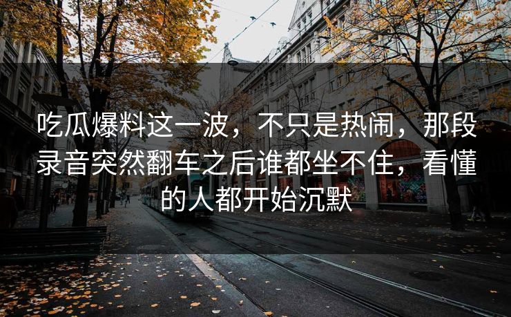 吃瓜爆料这一波，不只是热闹，那段录音突然翻车之后谁都坐不住，看懂的人都开始沉默