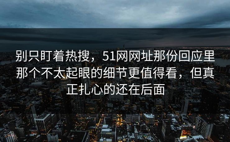 别只盯着热搜，51网网址那份回应里那个不太起眼的细节更值得看，但真正扎心的还在后面
