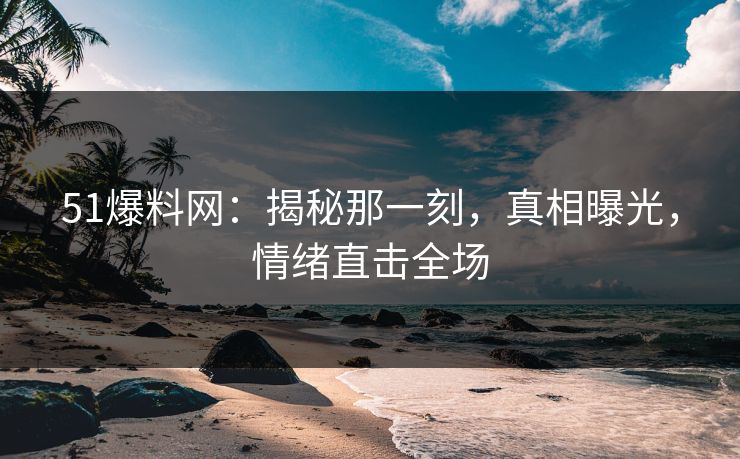 51爆料网:揭秘那一刻,真相曝光,情绪直击全场 51爆料网:揭秘那一刻,真相曝光,情绪直击全场